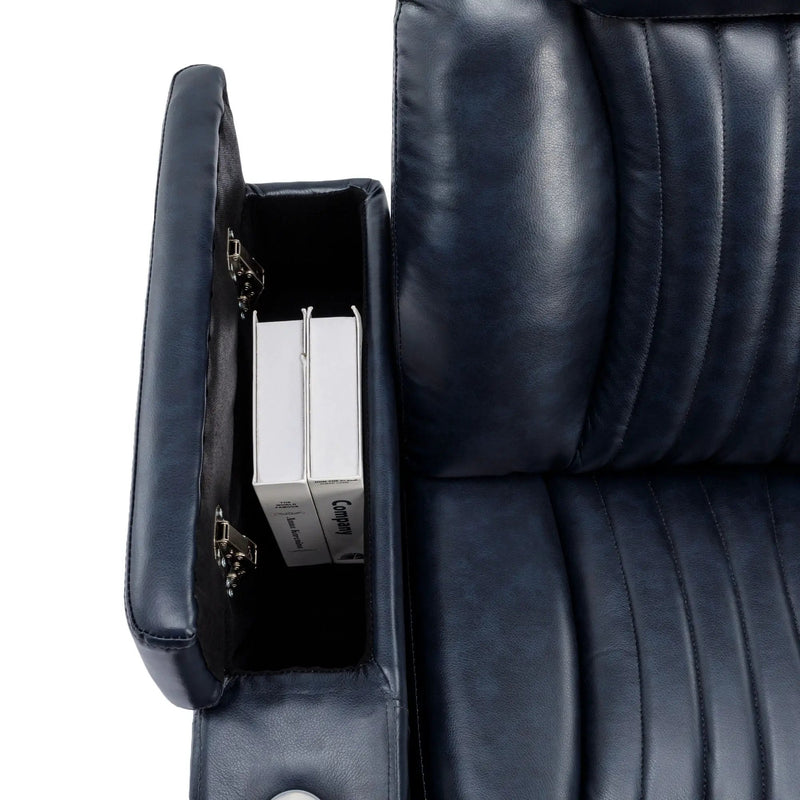 270° Power Swivel Recliner Home Theater Chair With Hidden Arm Storage, LED Light, Cup Holder, And Tray Table by HouseOfZazla