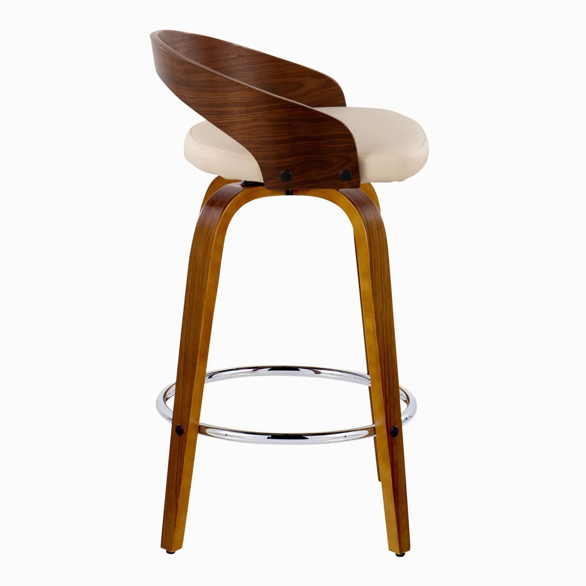 Grotto - Mid Century Modern Elegant Fixed Height Counter Stool With Swivel With Round Footrest (Set of 2) by HouseOfZazla