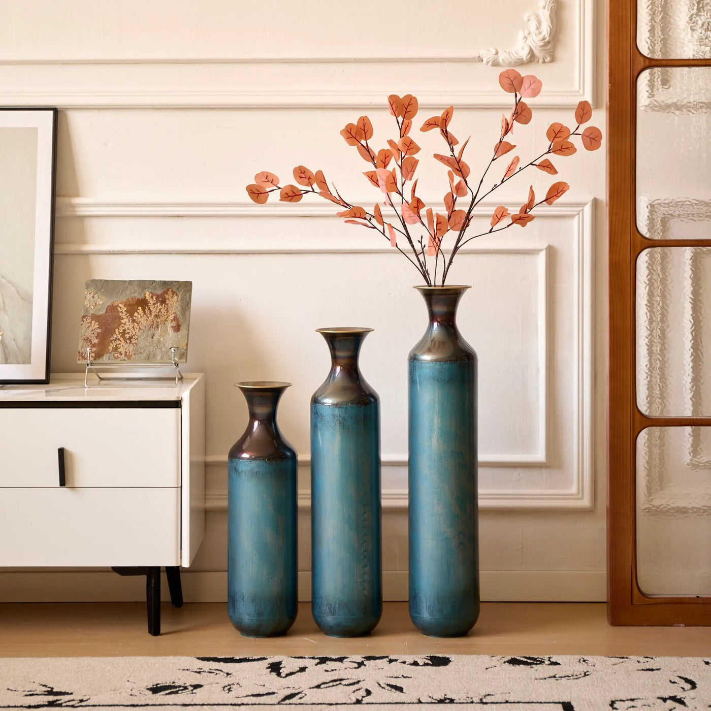 Modern Droplet Shaped Floor Vase Set, 3 Piece Home Decor by HouseOfZazla