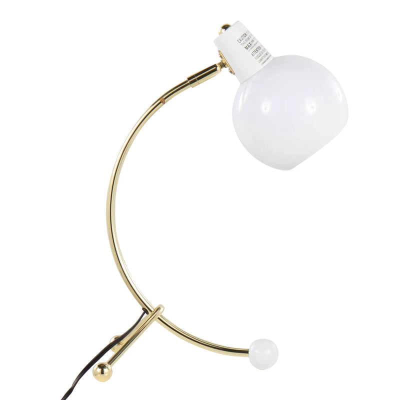 Eileen Contemporary Task Lamp in Gold Metal and White Shade by HouseOfZazla