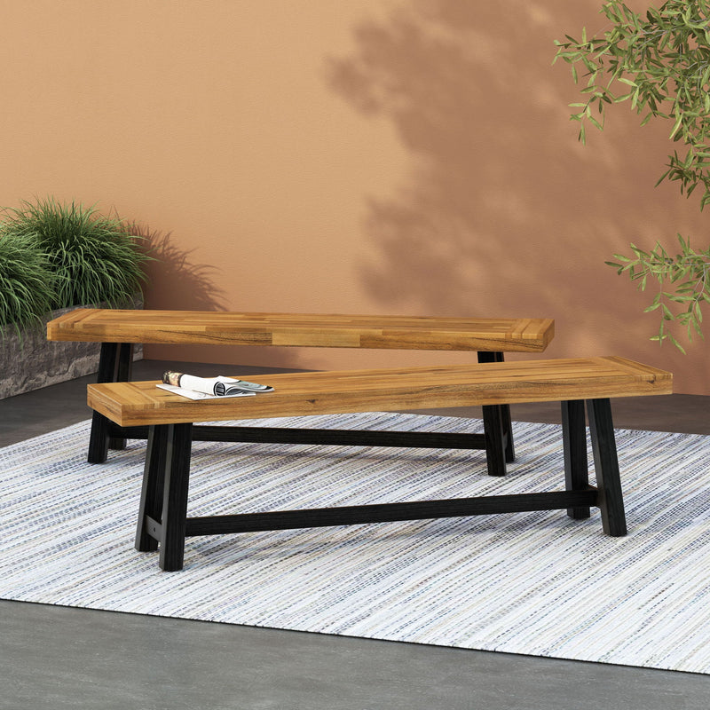 Cloud Outdoor Bench With Acacia Wood Frame And Slat Panel Design by HouseOfZazla