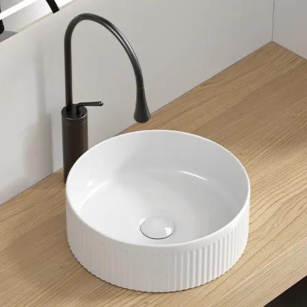 Small Bathroom Sink - 14 Inch Round Above Counter Porcelain Ceramic, photo 2 of 8