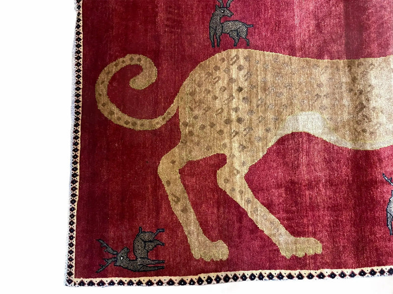 3.5 X 6 Handmade New Vintage Quality Wool Rug Leopard Red Tribal Hand-Knotted by Jewel Rugs