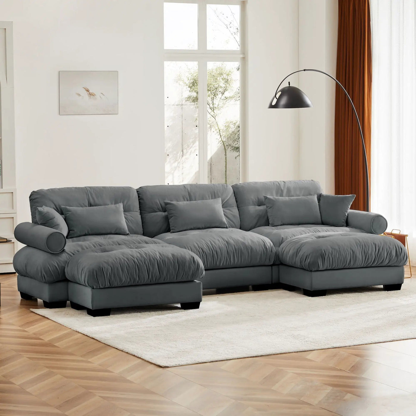 Super Comfort Oversized Modular Sectional Sofa With Movable Ottoman by HouseOfZazla