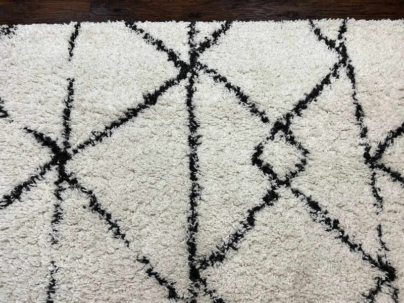 Modern Shag Rug 5x7, Ivory and Black Area Rug 5 x 7 ft by Jewel Rugs