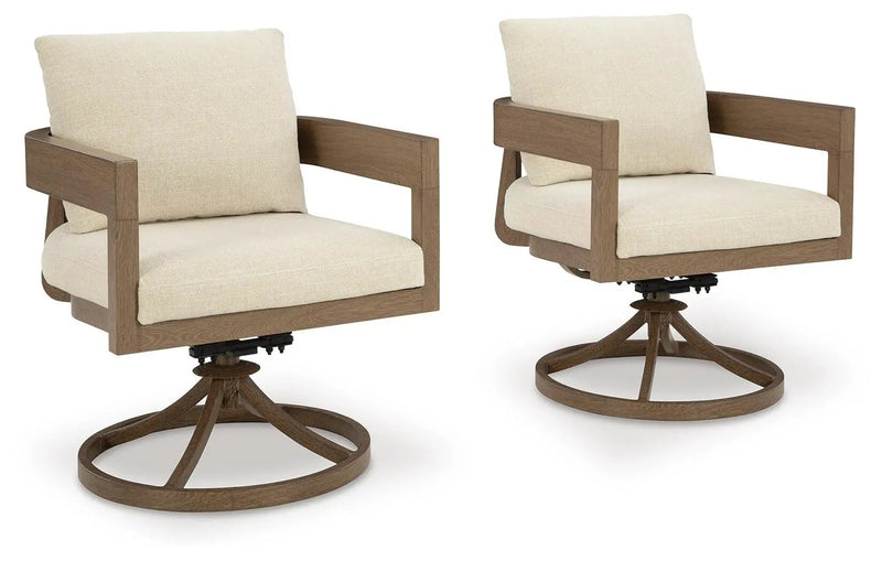 Serene Bay - Swivel Chair With Cushion (Set of 2) - Dark Brown / White by Unique Piece Furniture