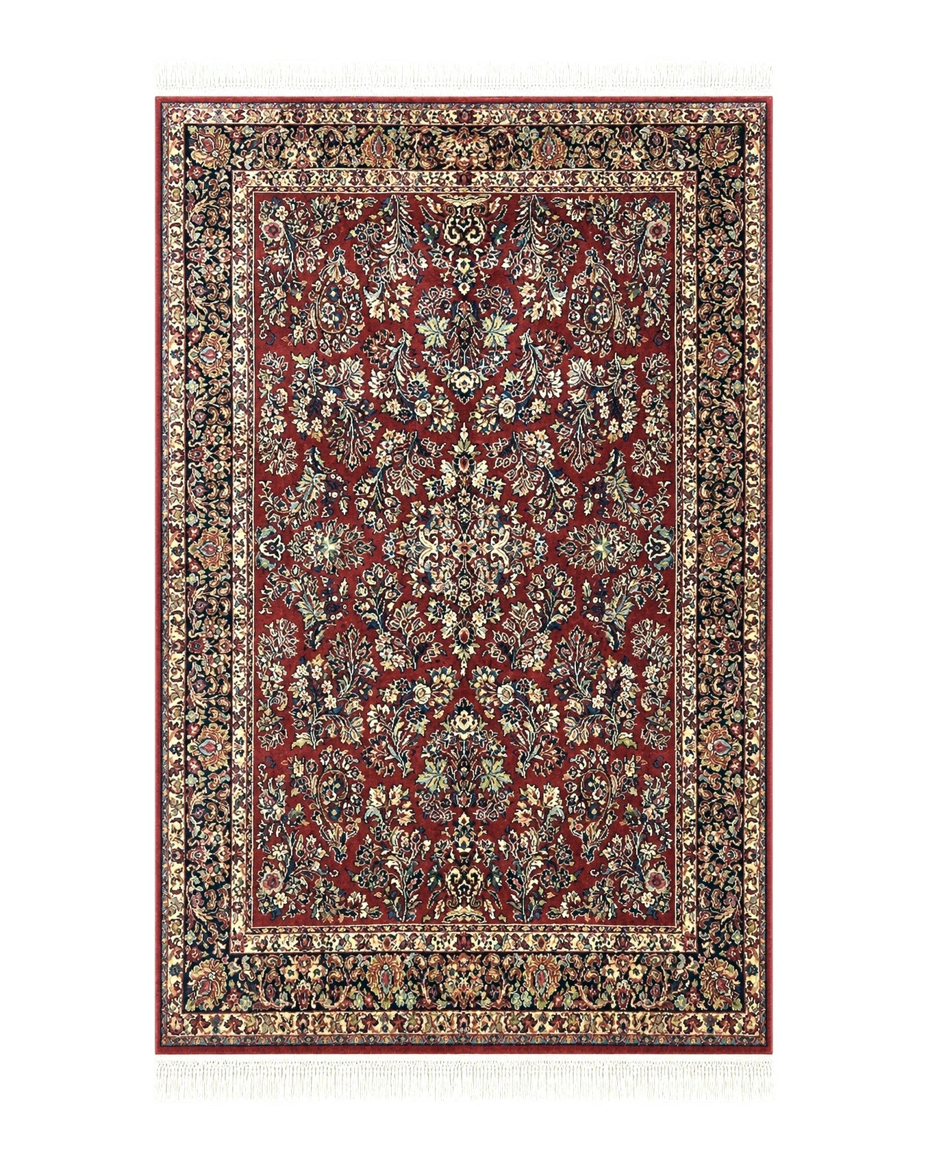 Karastan Rug 5.9 x 9 Red Sarouk #785, Wool Original 700 Series, Vintage by Jewel Rugs
