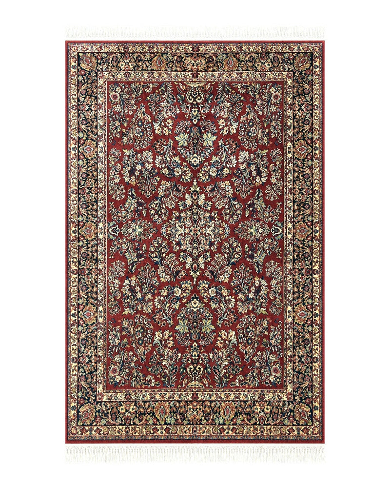 Karastan Rug 5.9 x 9 Red Sarouk #785, Wool Original 700 Series, Vintage by Jewel Rugs