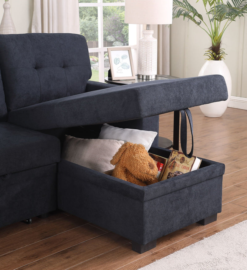 Lucca II - 84.5"W Reversible Sleeper Sectional Sofa with Storage Chaise by HouseOfZazla