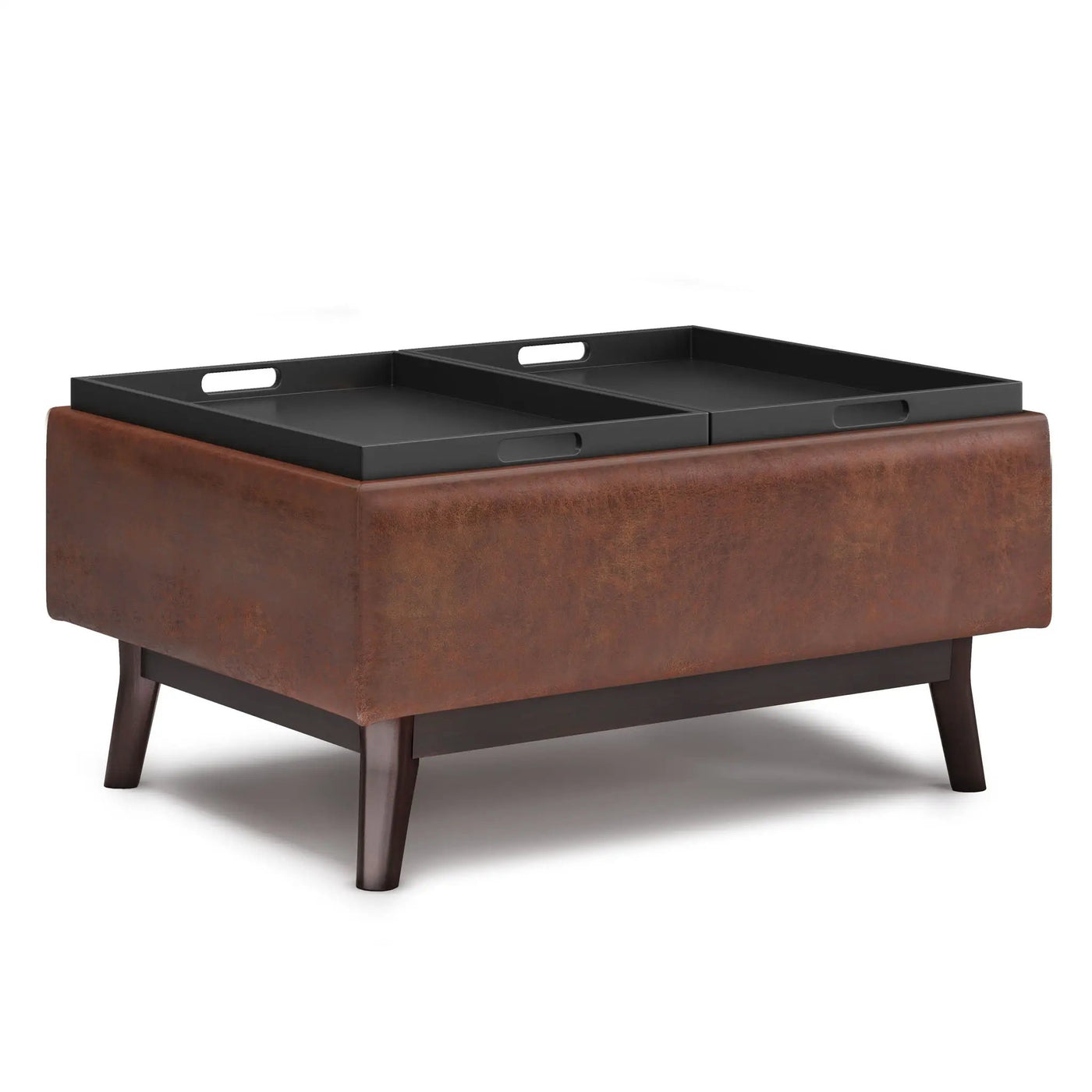 Owen - Tray Top Small Coffee Table Upholstered Storage Ottoman by HouseOfZazla