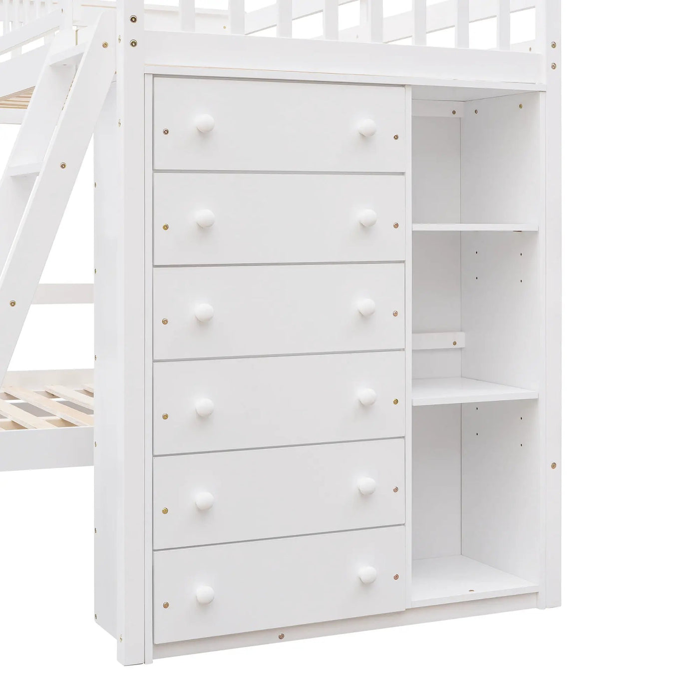 Bunk Bed With 6 Drawers And Flexible Shelves, Bottom Bed With Wheels by HouseOfZazla
