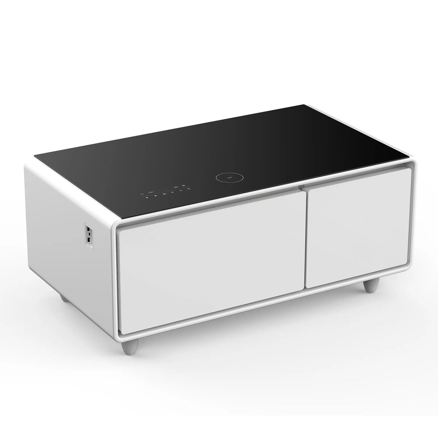 Modern Smart Coffee Table With Built-In Fridge - tooth Speaker, Wireless Charging, Touch Control Panel, USB Interface, Outlet Protection, Atmosphere Light by HouseOfZazla