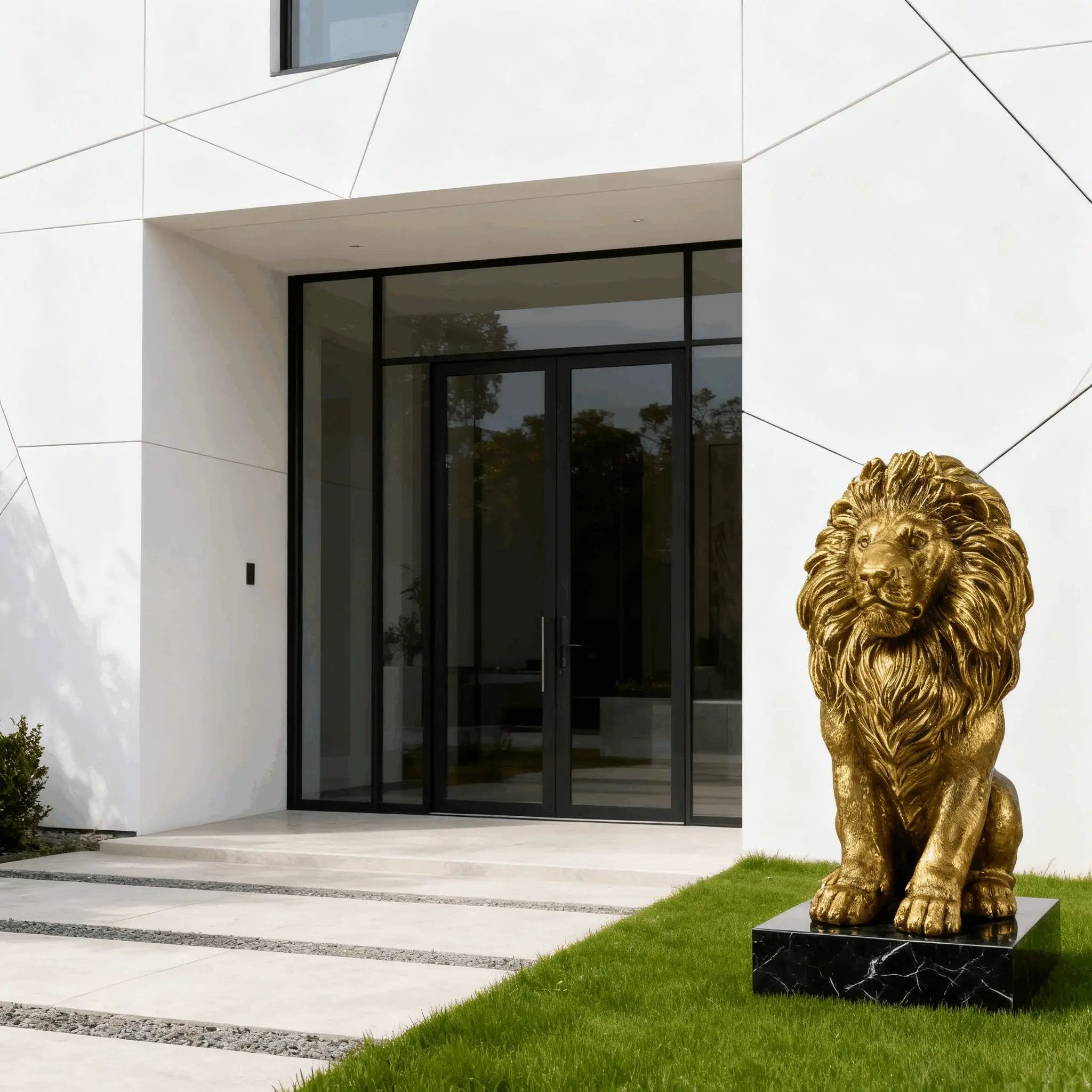 24" Lion Statue, Resin Outdoor Guardian Sculpture by HouseOfZazla