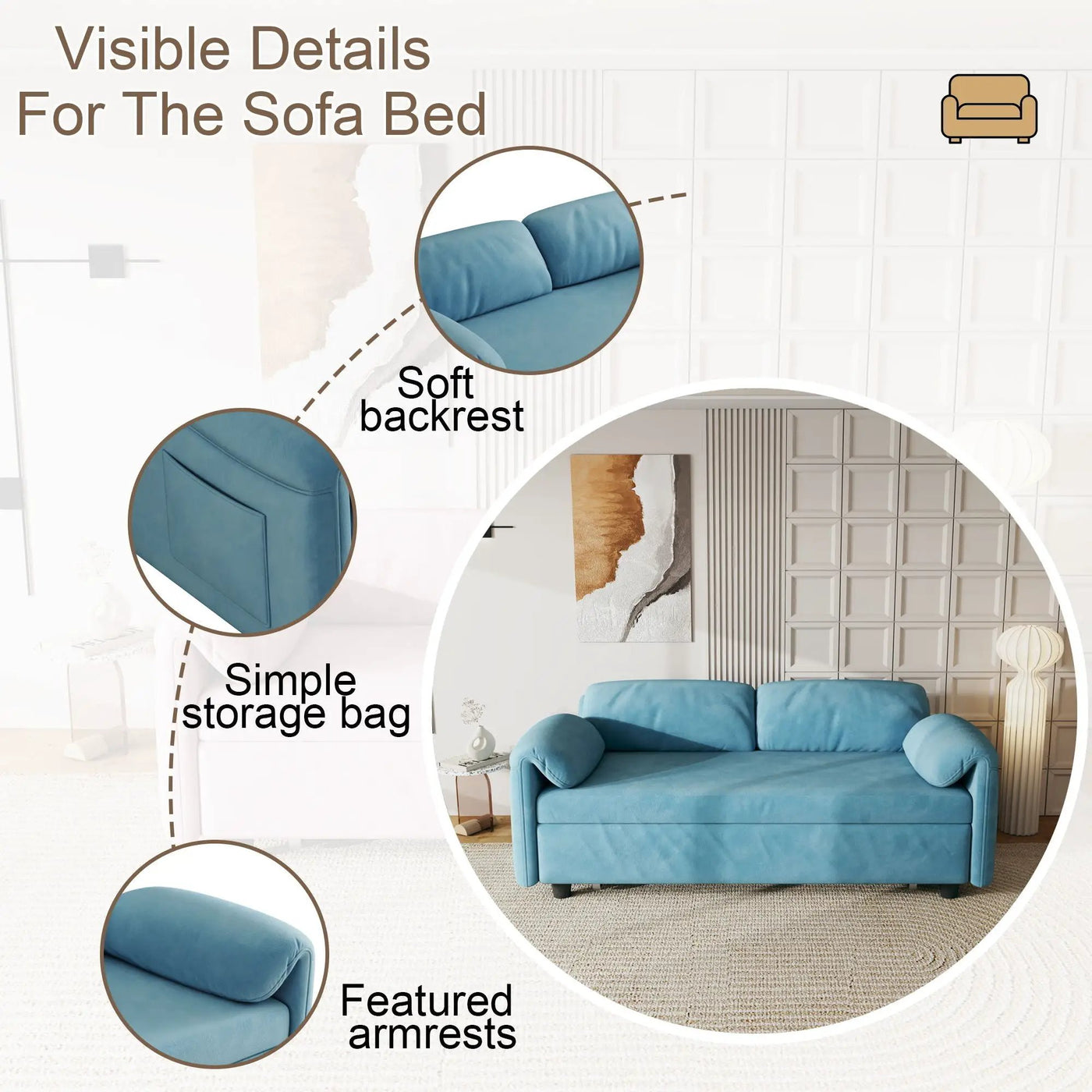 Sofa, Dual Purpose Lounge With Retractable Queen Size Bed by HouseOfZazla