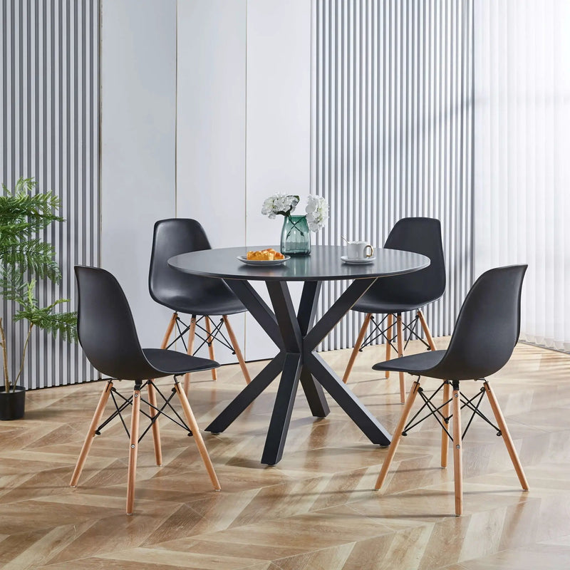 Table Mid-Century Dining Table For 4 - 6 People With Round Table Top, Pedestal Dining Table, End Table Leisure Coffee Table, Cross Leg by Unique Piece Furniture