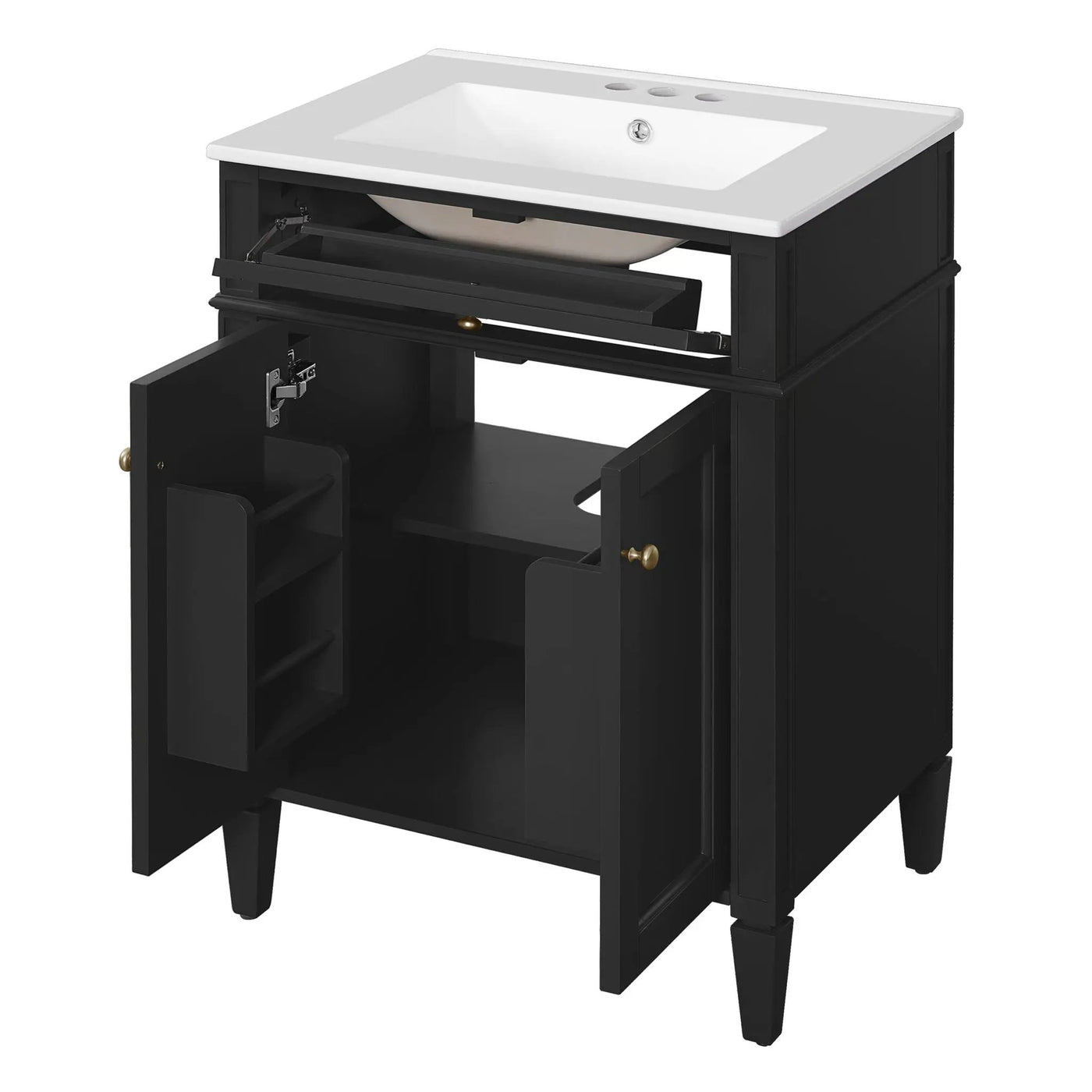Bathroom Vanity With 2 Doors And Tip Out Drawer, Soft Closing Hinges by HouseOfZazla
