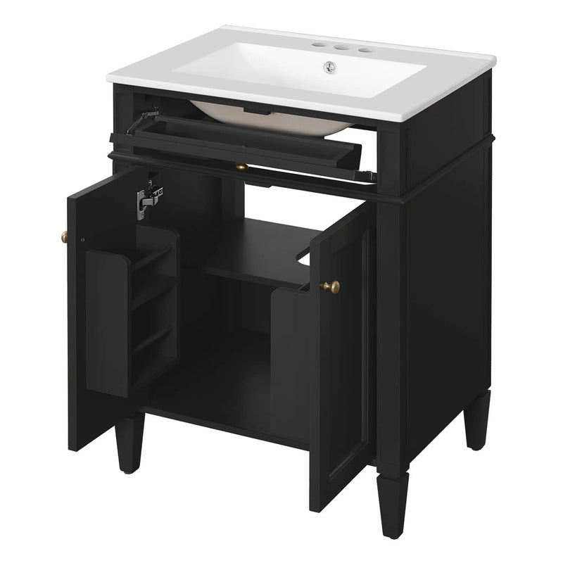 Bathroom Vanity With 2 Doors And Tip Out Drawer, Soft Closing Hinges by HouseOfZazla