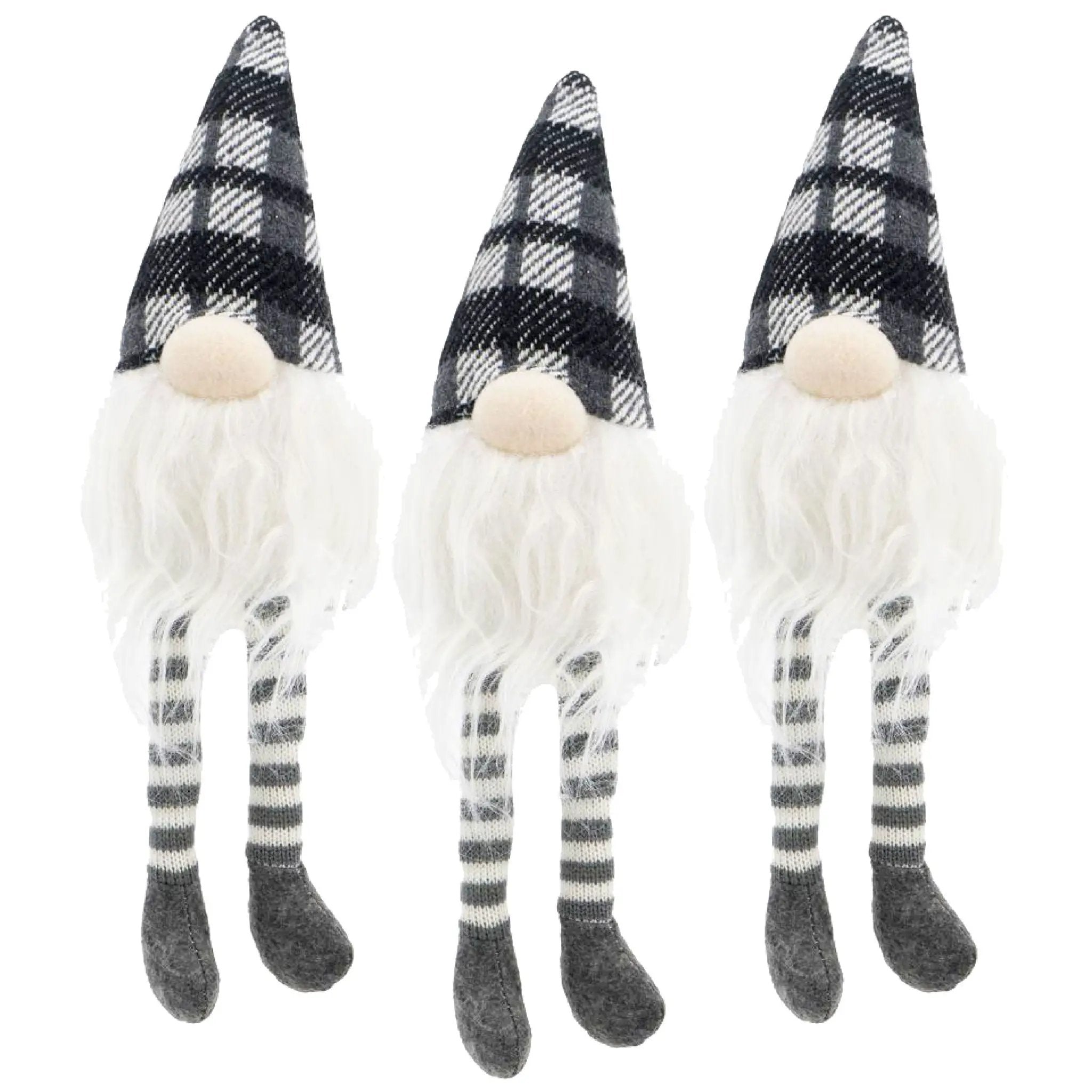 3 Pieces Sitting Gnome, Christmas Table Home Ornaments For Holiday Party Gifts - White / Gray by HouseOfZazla
