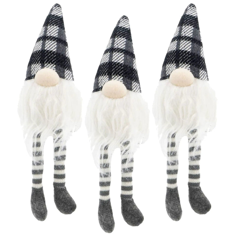 3 Pieces Sitting Gnome, Christmas Table Home Ornaments For Holiday Party Gifts - White / Gray by Unique Piece Furniture