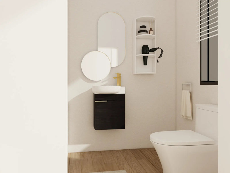 Soft Close Doors Bathroom Vanity With Sink and Storage Rack, 16 Inch by HouseOfZazla