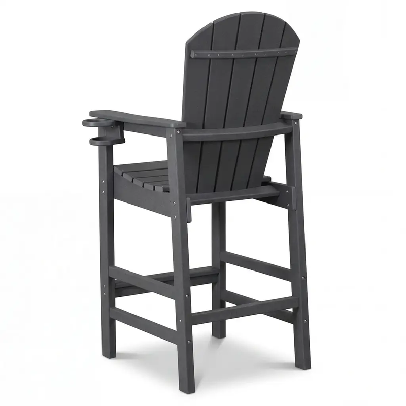HDPE Bar Height Adirondack Chair with Cup Holder - Gray by HouseOfZazla