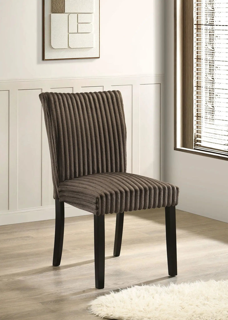 Dermott Upholstered Parson Dining Side Chair Chocolate (Set of 2) by Unique Piece Furniture