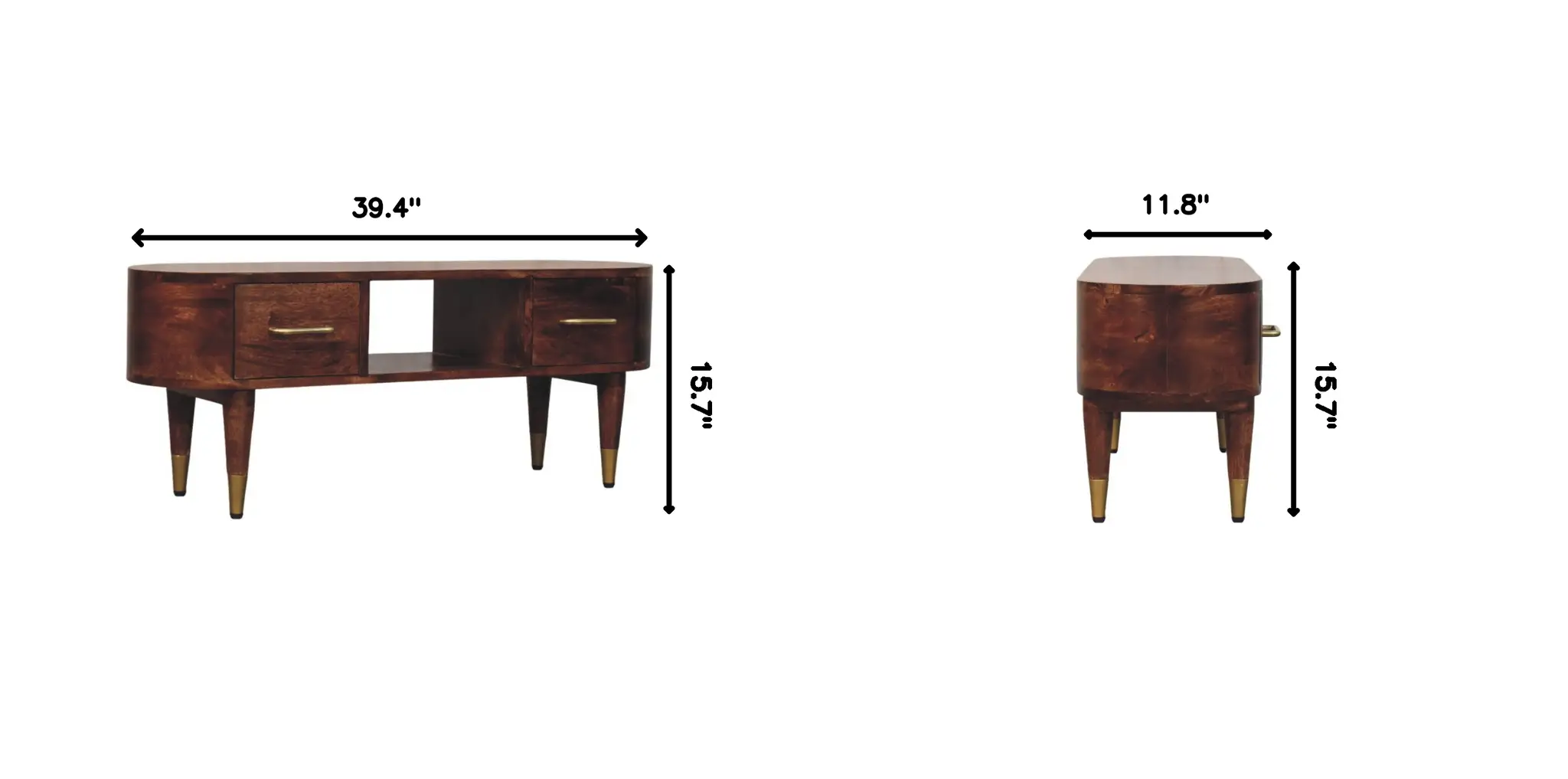 Solid Wood Two-Drawer Open-Slot Media Unit by HouseOfZazla