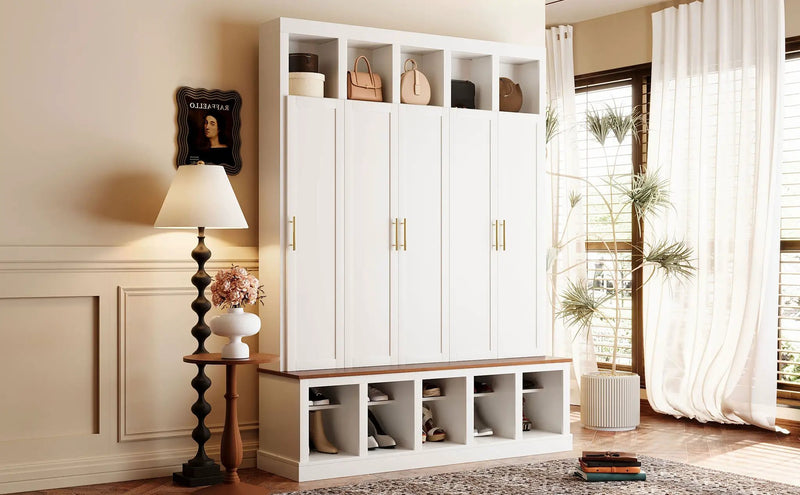 U-Can Farmhouse Entryway Storage Cabinet with Shoe Rack & Display Cubbies by HouseOfZazla