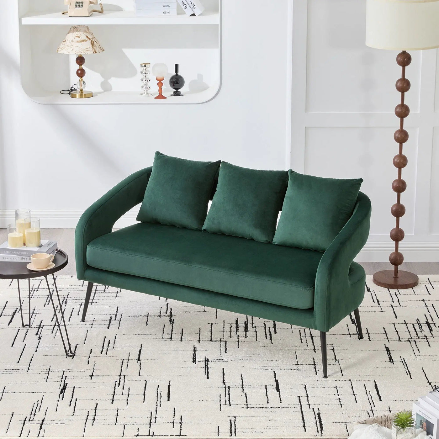 Open Back Loveseat Settee With 3 Pillows by HouseOfZazla