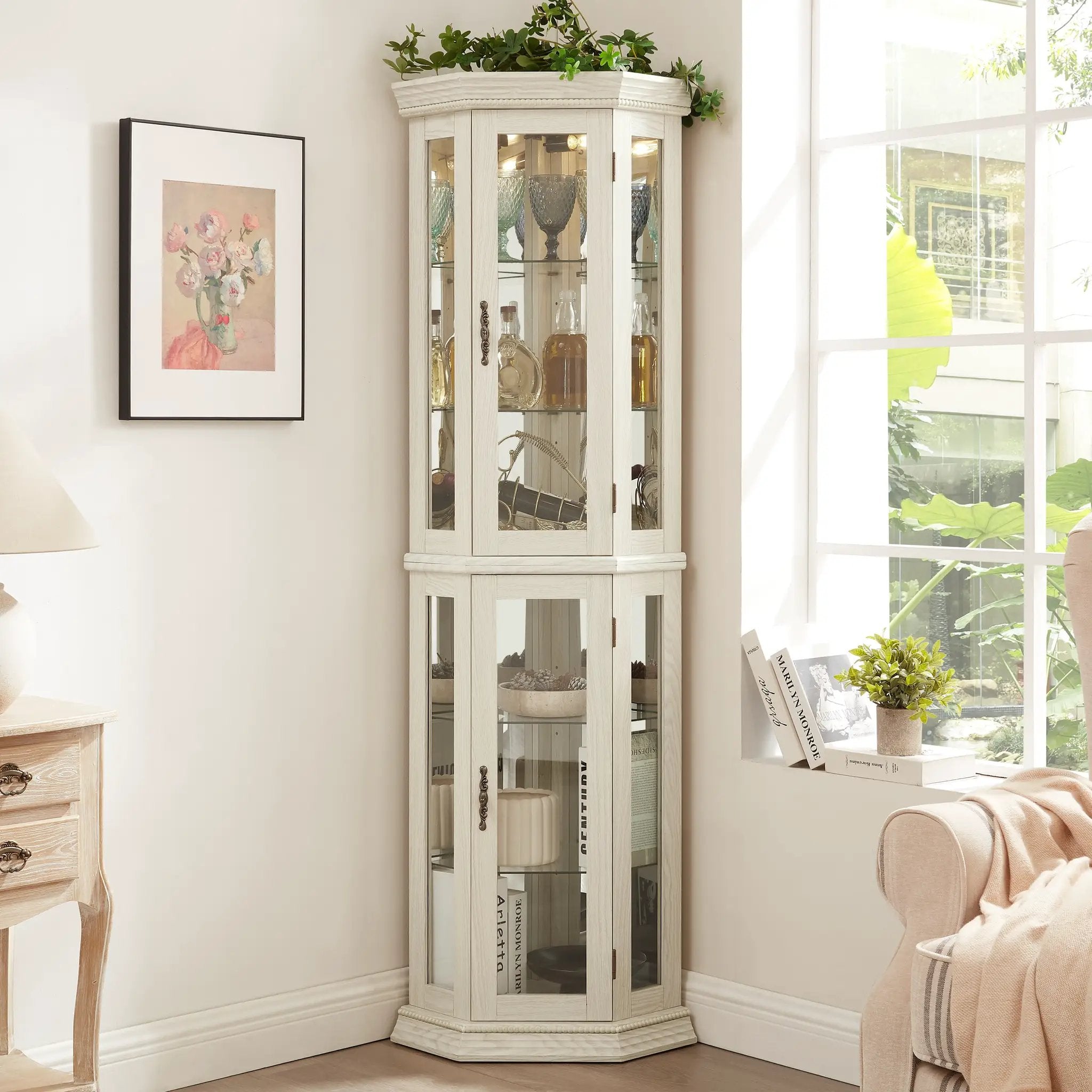 Elegant Lighted Corner Curio Cabinet by HouseOfZazla