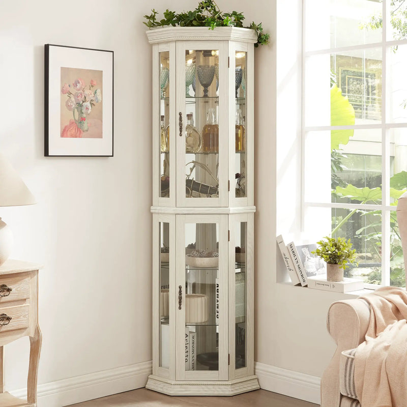 Elegant Lighted Corner Curio Cabinet by HouseOfZazla