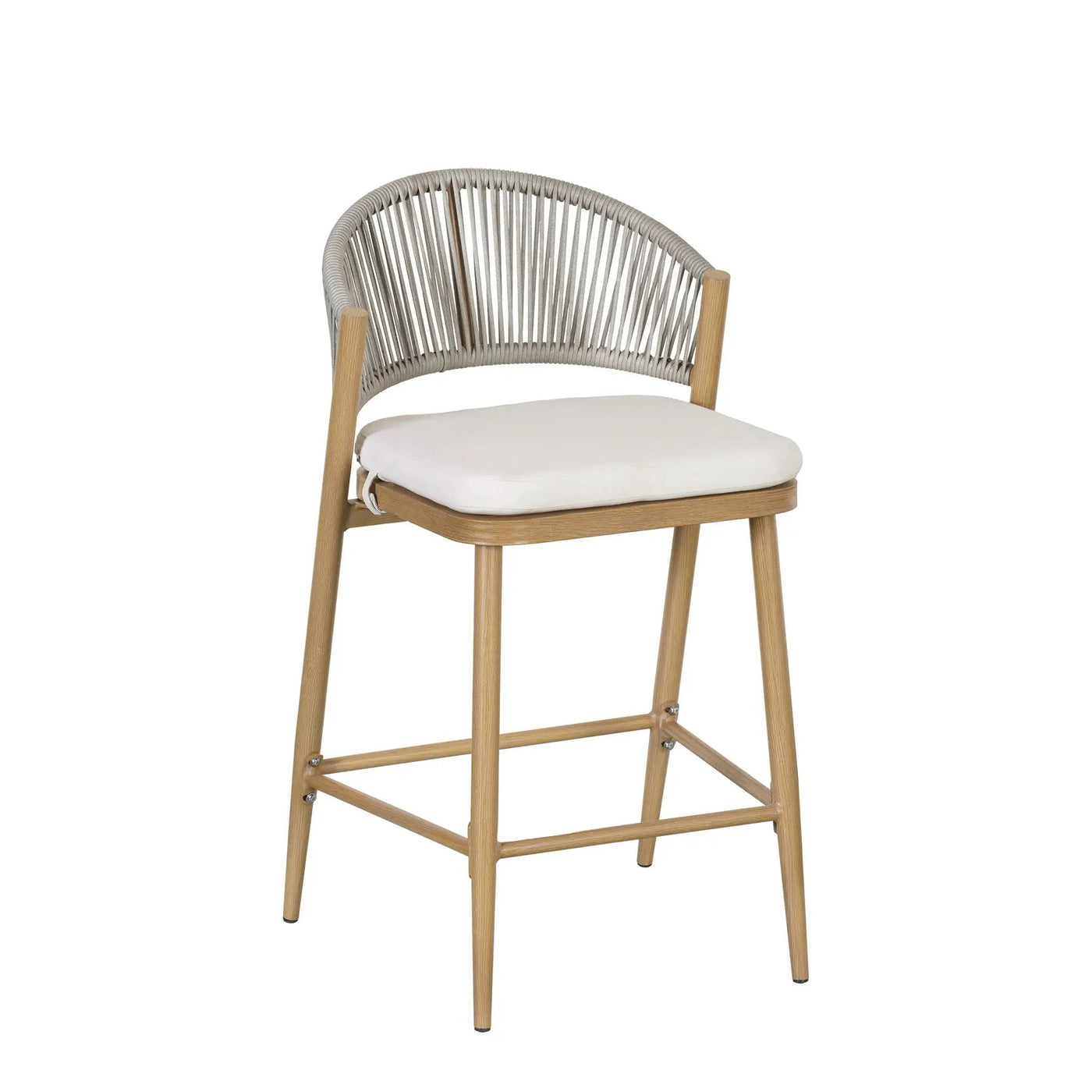 Outdoor 26" Counter Height Metal Frame Counter Stools With Scallop Shaped Backrest & Water Resistant Cushions by HouseOfZazla