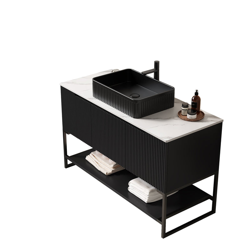 Tulio 48" Bathroom Vanity & Sink with 3 Doors and Open Shelf by HouseOfZazla