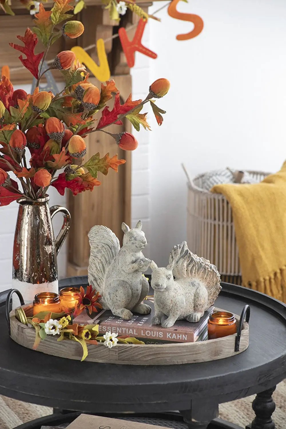 Resin Standing & Lying Down Squirrel Rustic, For Harvest Festival Fall Festival & Thanksgiving Table Decorations (Set of 2) - Antique Cream by HouseOfZazla