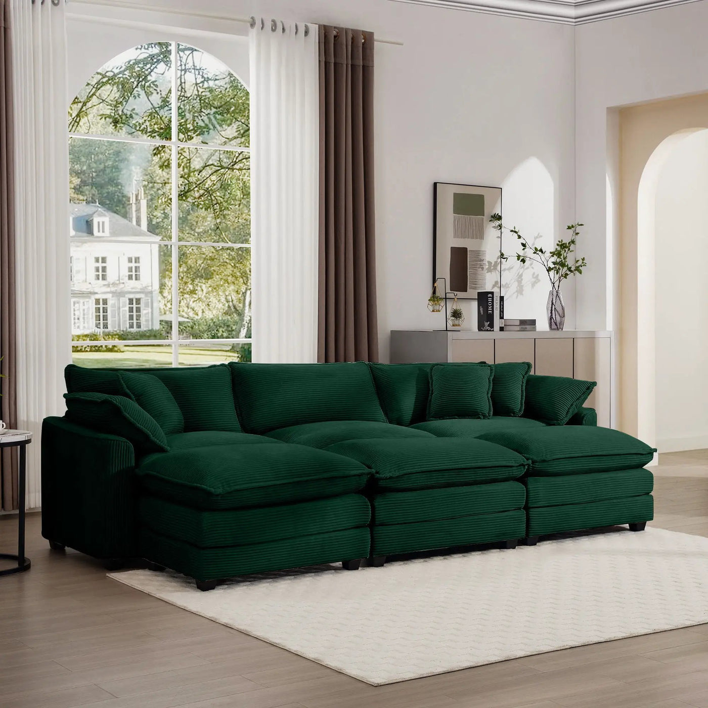 Modern Oversized Modular Cushion Sofa With Ottoman, Low Back, Deep Seating Sofa Set by HouseOfZazla