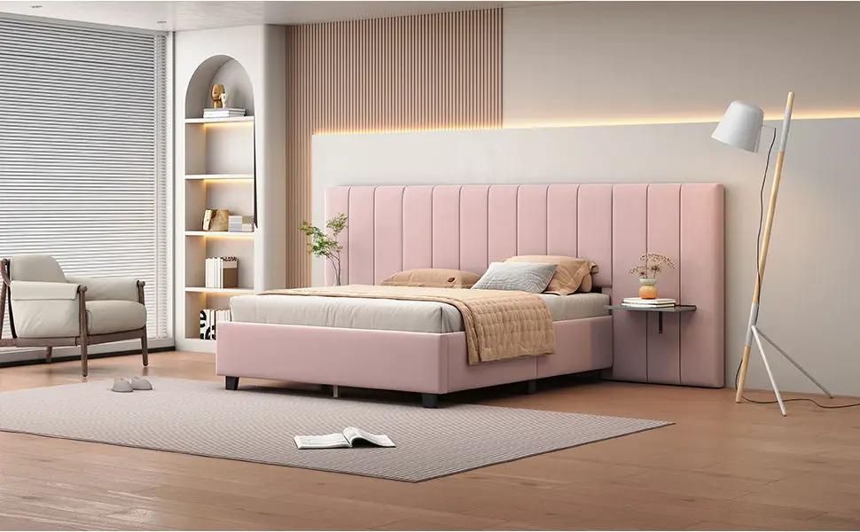 Upholstered Platform Bed With Big Headboard by HouseOfZazla