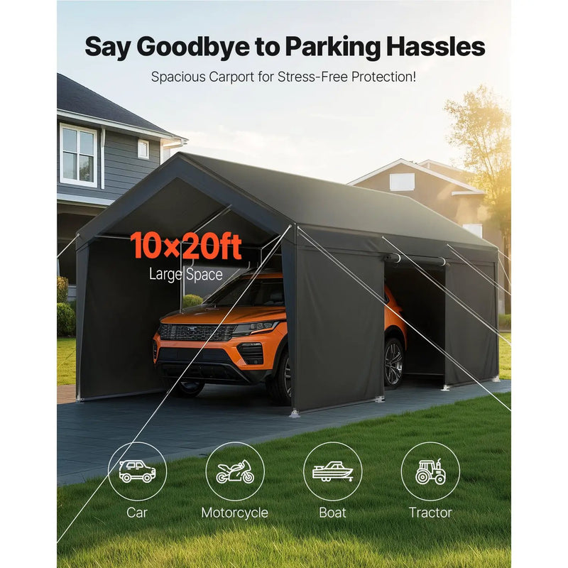 Carport Car Canopy 12x20FT Heavy Duty Outdoor Car Shelter with Sidewalls by HouseOfZazla