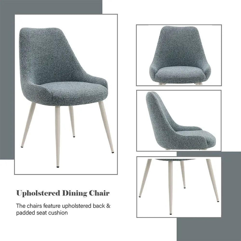 Laela - Side Chair (Set of 2) - Light Blue Boucle & White by Unique Piece Furniture