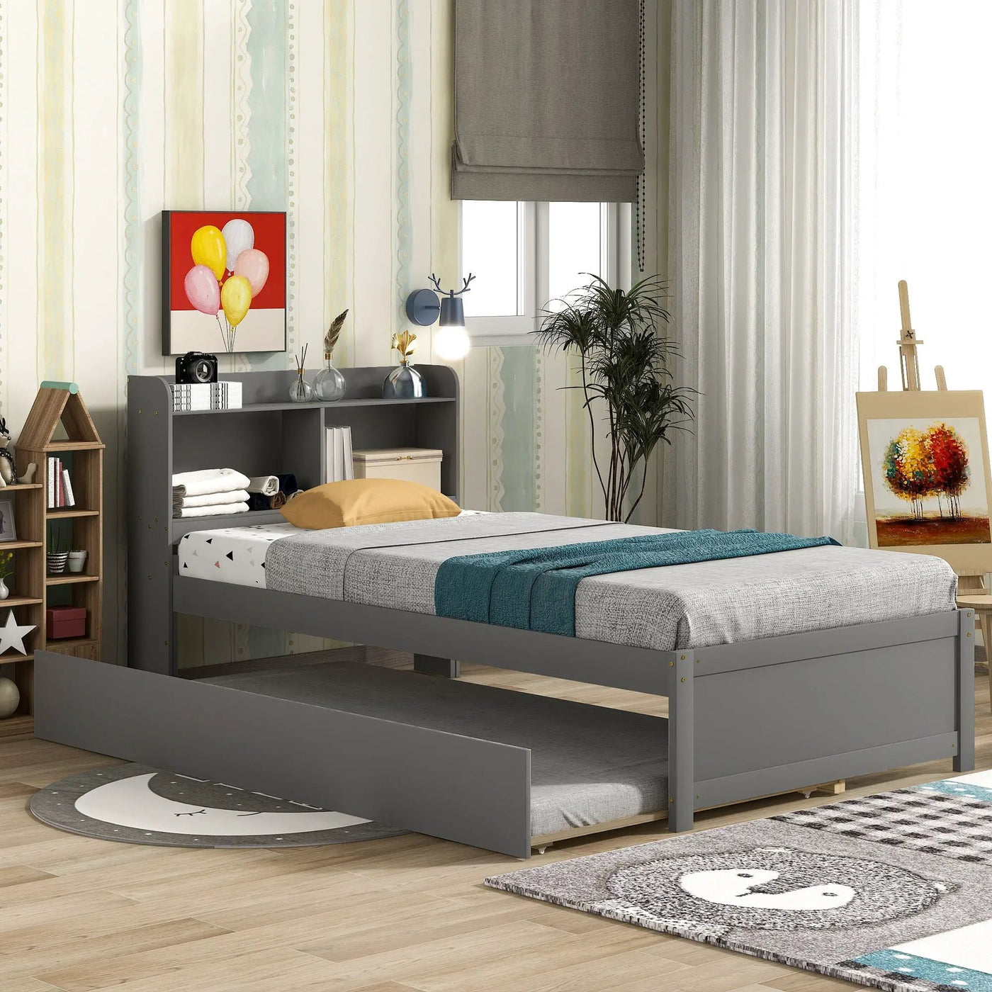 Twin Bed With Trundle, Bookcase by HouseOfZazla