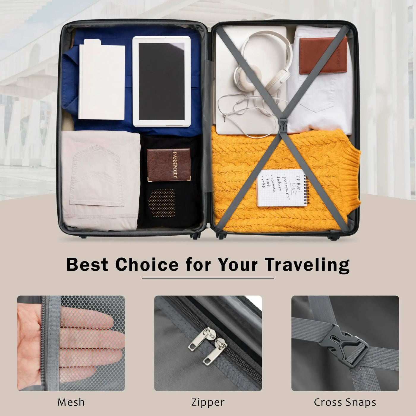 2 Piece Luggage Set With Bags Expanable Spinner Wheels ABS Lightweight Suitcase With Tsa Lock 20" / 28" by HouseOfZazla