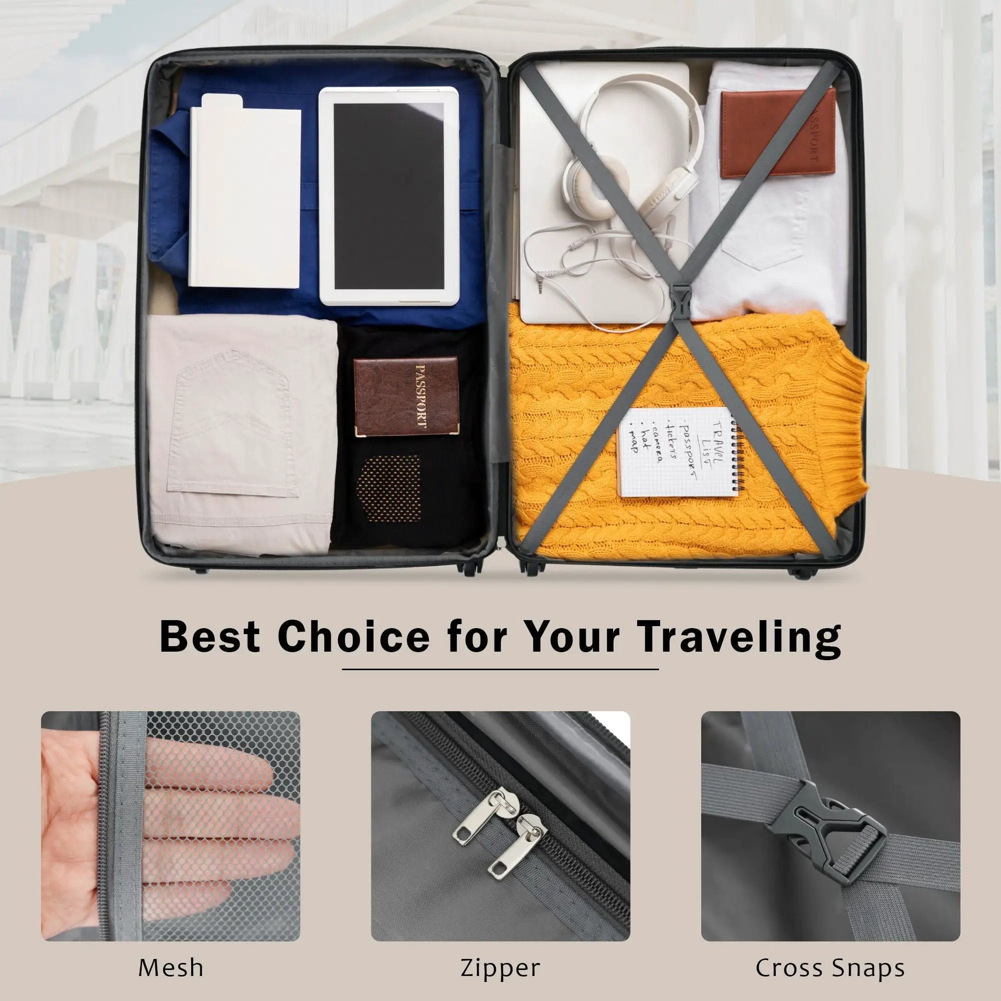 2 Piece Luggage Set With Bags Expanable Spinner Wheels ABS Lightweight Suitcase With Tsa Lock 20" / 28" by HouseOfZazla