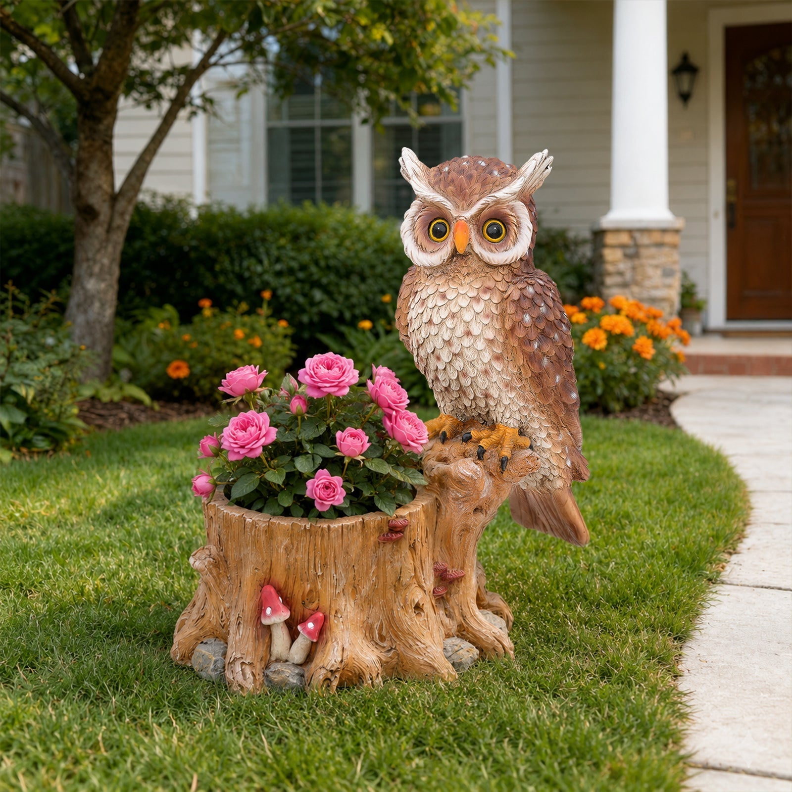 Decorative Owl Garden Planter Pot on Branch by HouseOfZazla