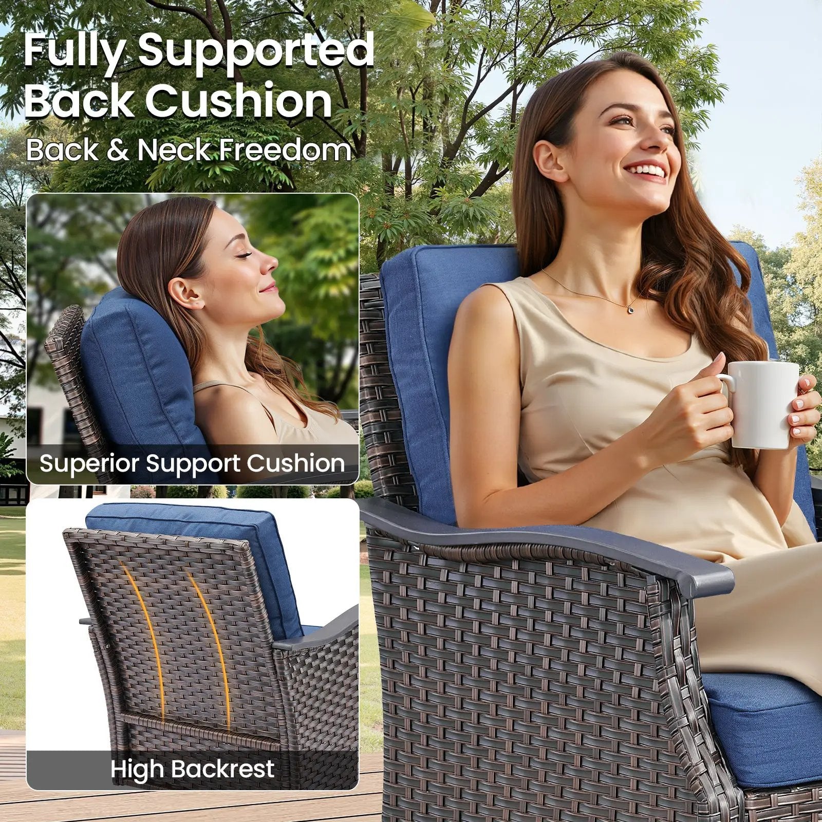 Outdoor Gliding Wicker Chairs Set of 2, PE Rattan Patio Glider Chairs by HouseOfZazla