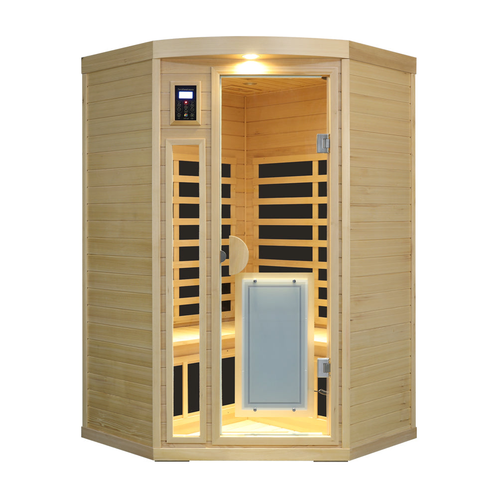 Hemlock Pentagonal Indoor Far Infrared Sauna Room with Digital Controls - Natural Hemlock, photo 4 of 5