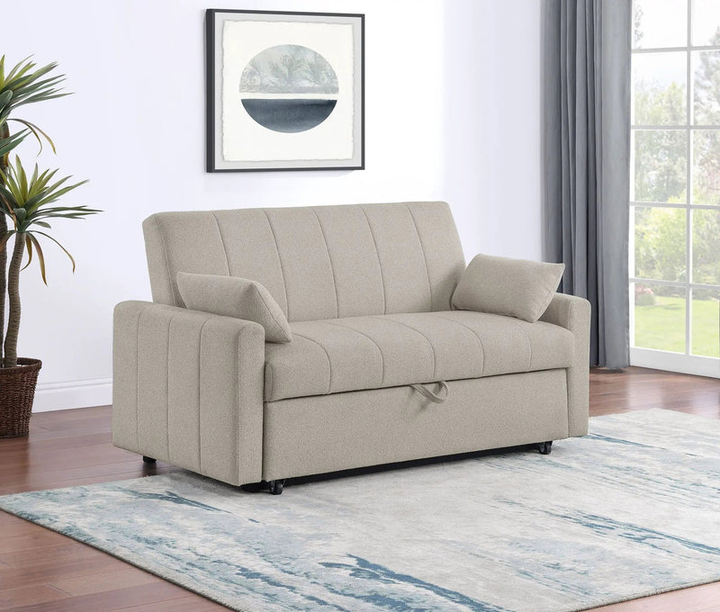 Portland Boucle Upholstered Sleeper Sofa Bed Latte by Unique Piece Furniture
