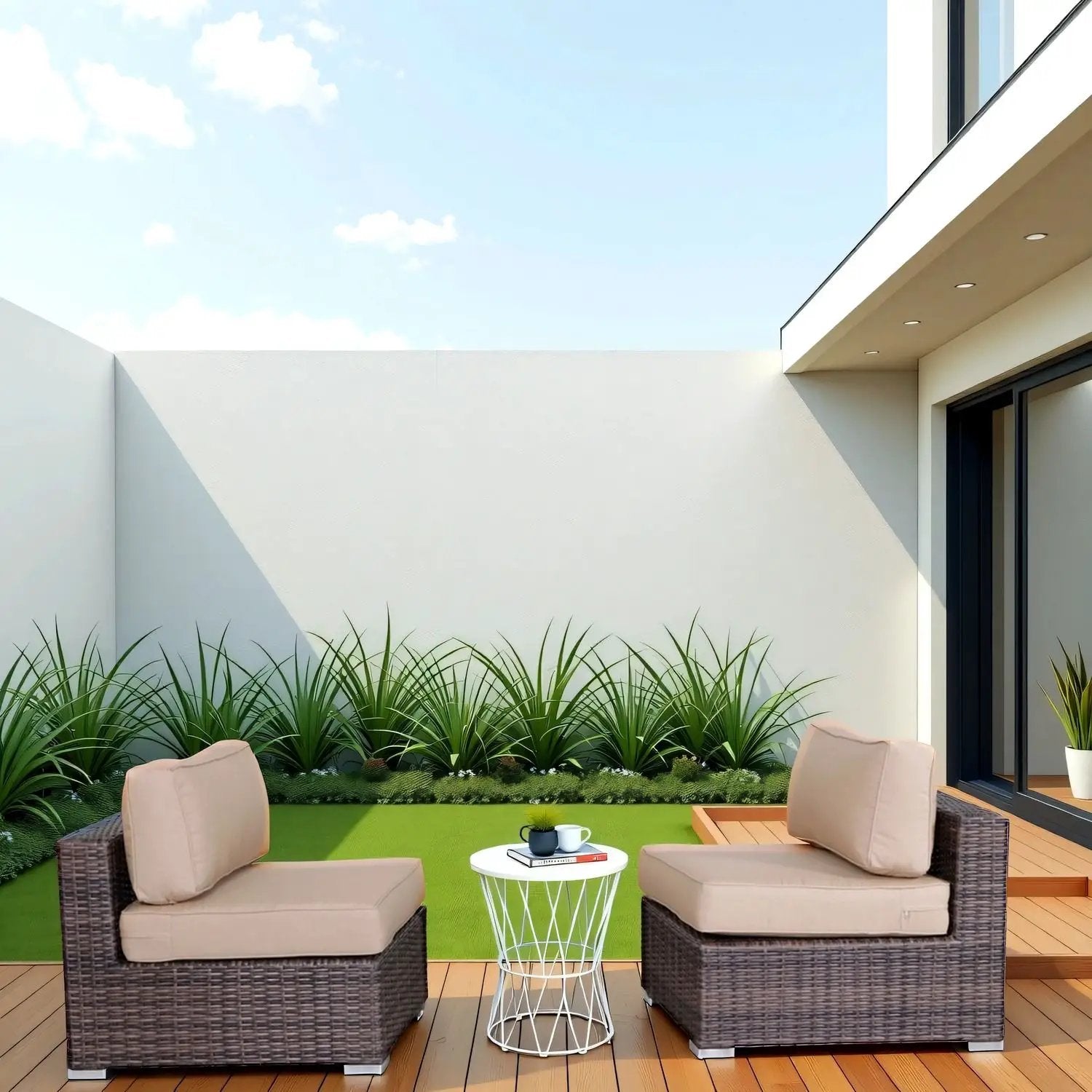Wide Armless Outdoor Chairs With Cushions (Set of 2) by Unique Piece Furniture