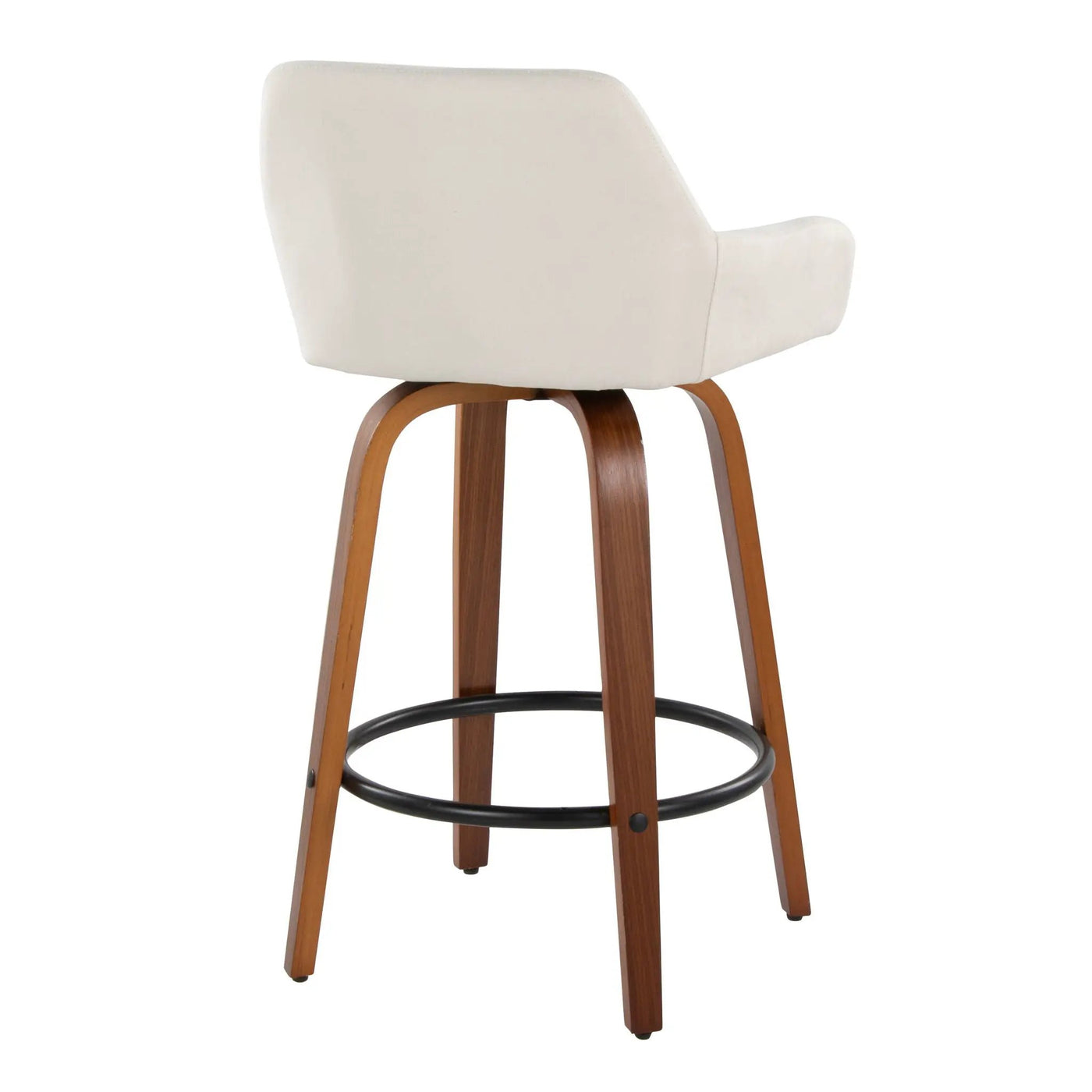 Daniella - Contemporary Fixed Height Counter Stool With Swivel With Round Footrest (Set of 2) by HouseOfZazla