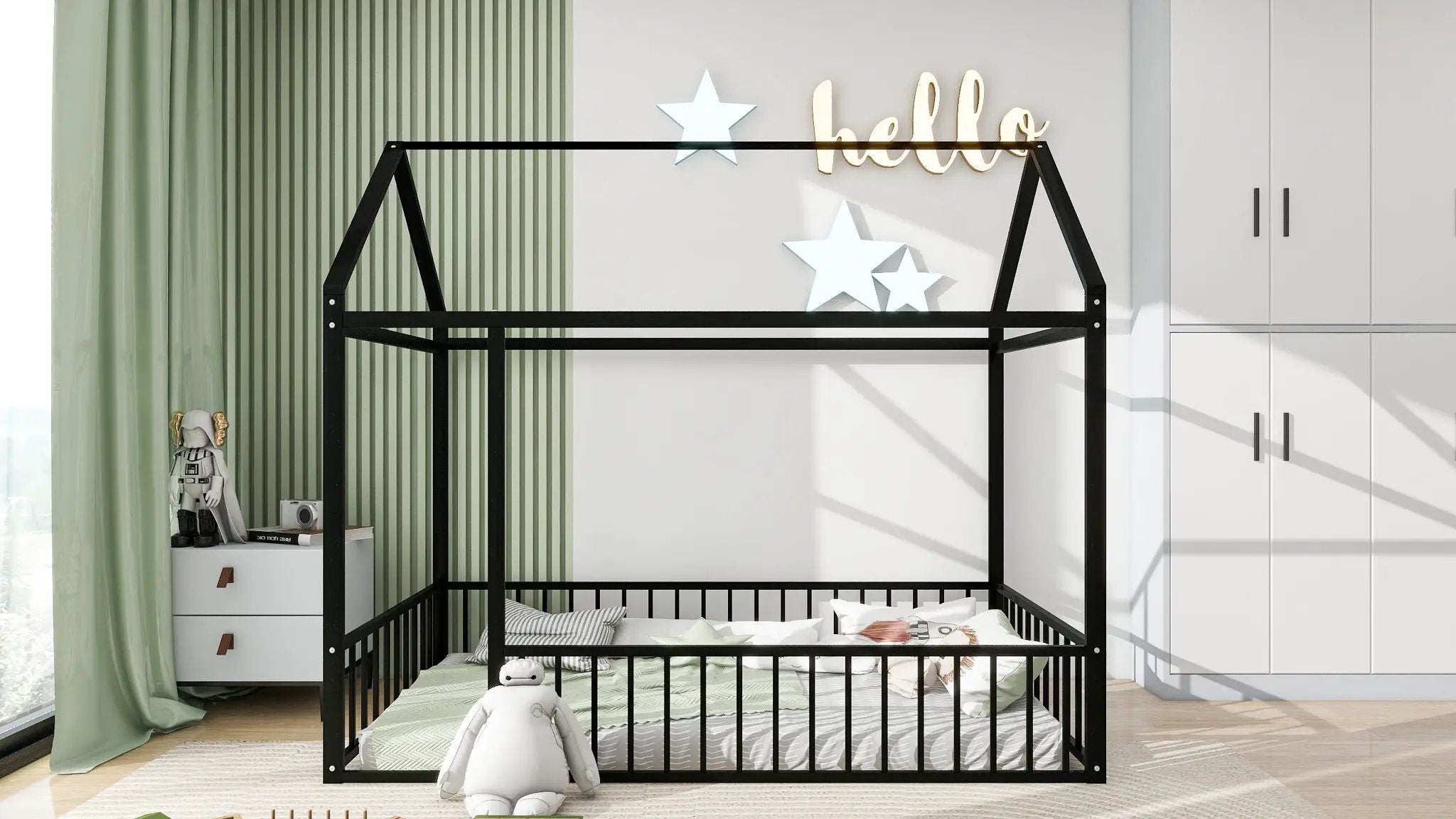 Metal Bed House Bed Frame With Fence by HouseOfZazla