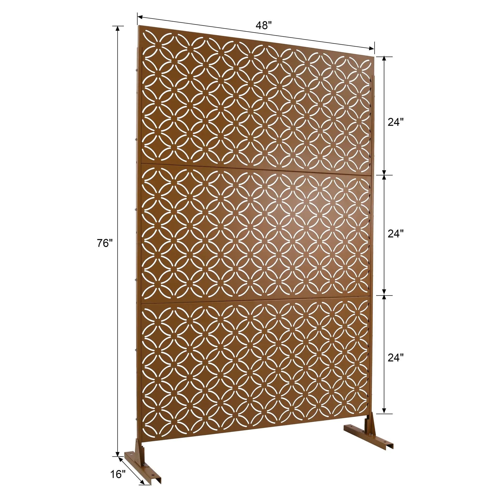 Freestanding Decorative Privacy Screen For Deck Balcony Patio, Metal Privacy - Brown by HouseOfZazla