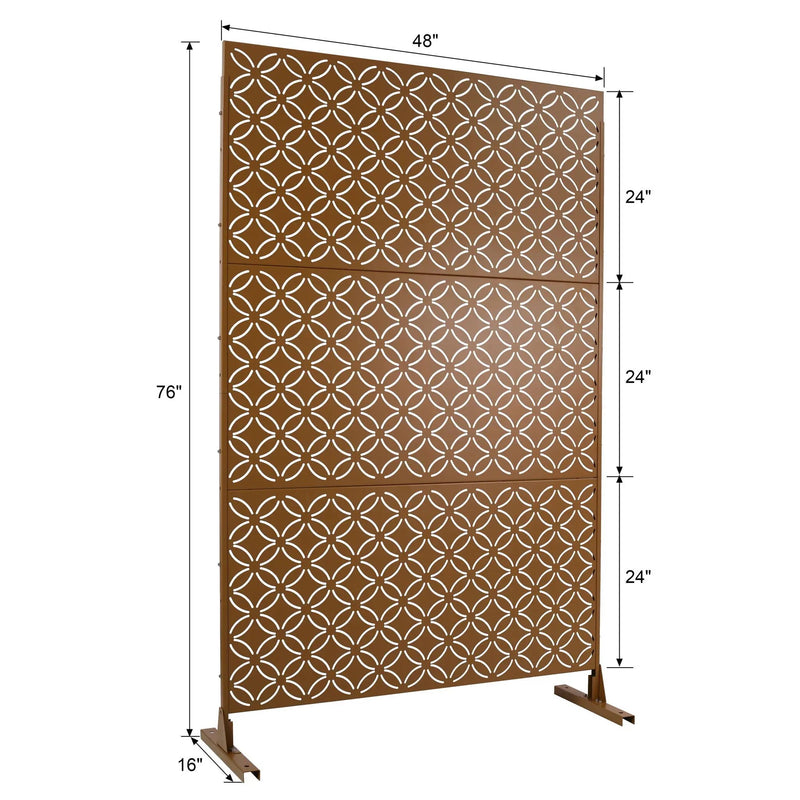Freestanding Decorative Privacy Screen For Deck Balcony Patio, Metal Privacy - Brown by HouseOfZazla